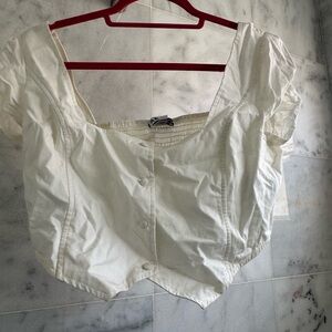 Women's Cream Button-Up Top